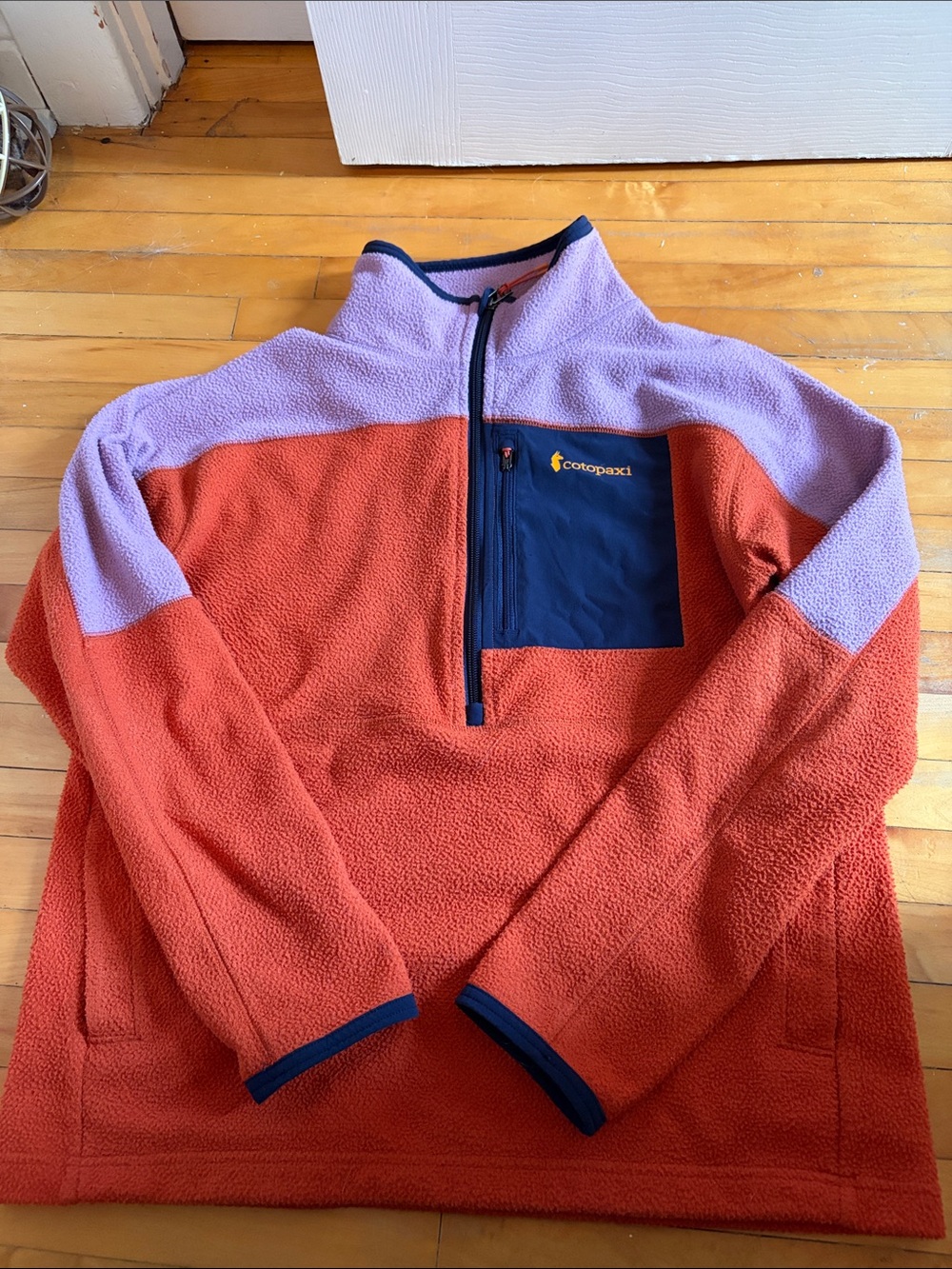 cotopaxi women’s Half-Zip Fleece Pullover in Orange, Lavender & Navy - Picture 4 of 7